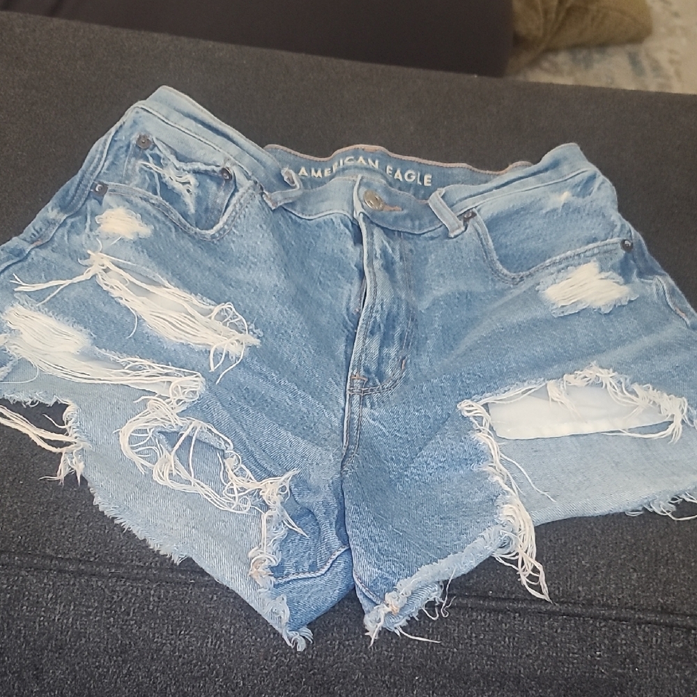 American Eagle Outfitters Blue High-Waisted Jean Shorts